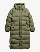 Ripstop Longline Puffer Jacket Topattu Pitkä Takki Khaki Green Superdry
