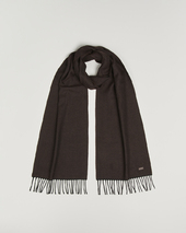 Eton Merino Wool Herringbone Scarf Dark Brown