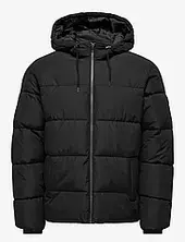 Onsmelvin Life Hood Puffer Jacket Otw Vd Vuorillinen Takki Topattu Takki Black Only & Sons
