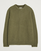 Nudie Jeans August Wool Rib Knitted Sweater Olive