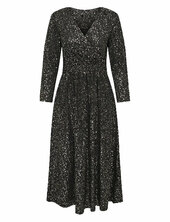 Onlnew Pella L/s Foil Wrap Dress Jrs Polvipituinen Mekko Black Only