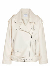 Nmpaulina Over Biker Jacket Noos Nahkatakki Cream Noisy May