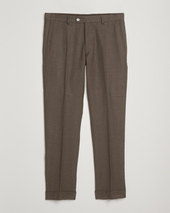 Oscar Jacobson Dandy Turn Up Flannel Trousers Brown