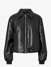 Pclara Padded Coated Bomber Jacket Bombertakki Black Pieces