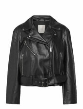 Faux Leather Moto Jacket W/belt Nahkatakki Black Calvin Klein Jeans
