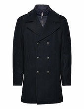 Bs Nelson Slim Fit Coat Villakangastakki Pitkä Takki Navy Bruun & Stengade