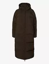 Slfmaya Down Long Coat Noos Topattu Pitkä Takki Brown Selected