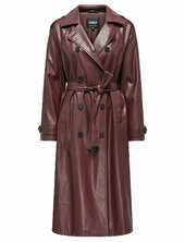 Onlflora Faux Leather Trenchcoat Otw Trenssi Takki Brown Only