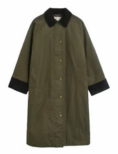 Waxed Cotton Relaxed Car Coat Topattu Pitkä Takki Khaki Green Gant