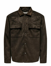 Onsravi Fake Suede Shacket Otw Nahkatakki Brown Only & Sons