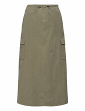 Midi-skirt With Cargo Pockets Polvipituinen Hame Khaki Green Mango