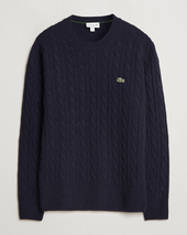 Lacoste Carded Wool Cable Crew Neck Navy
