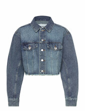 Cropped Over D Barrel-sleeved Denim Jacket Farkkutakki Denimtakki Blue Monki