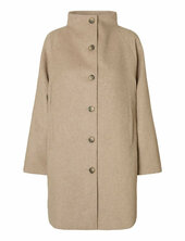 Slfvinni Wool Blend Coat Noos Villakangastakki Pitkä Takki Beige Selected