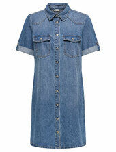 Onllisa S/s Dnm Dress Gua Noos Polvipituinen Mekko Blue Only