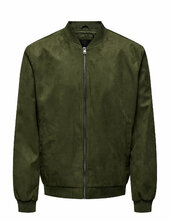 Onslucas Fake Suede Bomber Otw Noos Bombertakki Takki Khaki Green Only & Sons