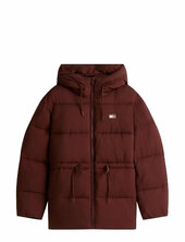 Tjw Hooded Midi Puffer Jacket Vuorillinen Takki Topattu Takki Burgundy Tommy Jeans