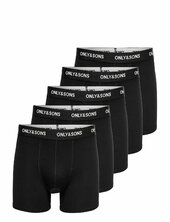 Onsfitz Solid Black Boxer 5-pack Bokserit Black Only & Sons