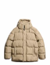 Hooded 5 Baffle Sports Puffer Villakangastakki Pitkä Takki Beige Superdry