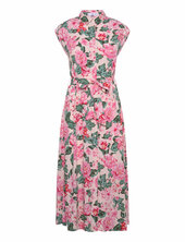 Printed Shirt Dress With Belt Polvipituinen Mekko Pink Mango