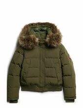 Everest Hooded Bomber Jkt Vuorillinen Takki Topattu Takki Khaki Green Superdry