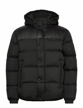 Mix Down Hooded Puffer Vuorillinen Takki Topattu Takki Black Tommy Hilfiger