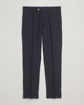 Oscar Jacobson Dandy Turn Up Flannel Trousers Navy