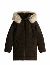 Mw Down Slim Coat With Fur Topattu Pitkä Takki Brown Tommy Hilfiger