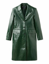 Long Faux-leather Coat Trenssi Takki Green Mango