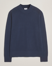 Filippa K Cotton Merino Knitted Mock Neck Sweater Dusk Blue