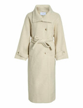 Vikera L/s Coat Villakangastakki Pitkä Takki Cream Vila