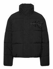 Chenille Monologo Puffer Vuorillinen Takki Topattu Takki Black Calvin Klein Jeans