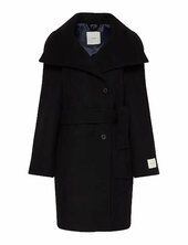 Funnel Neck Knee Length Wool Coa Villakangastakki Pitkä Takki Black Calvin Klein