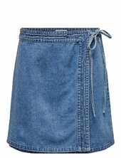Onlvilla Wrap Tie Skirt Dnm Gua Lyhyt Hame Blue Only
