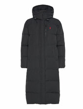 Hooded Down Coat Topattu Pitkä Takki Black Polo Ralph Lauren