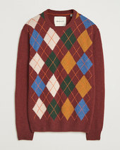 Gant Lambswool Argyle Knitted Crew Neck Winter Wine
