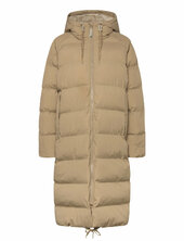 Arctic Puffer Parka W Topattu Pitkä Takki Beige Tretorn