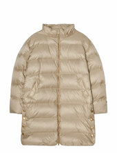 Farida Down Coat Topattu Pitkä Takki Beige Busnel