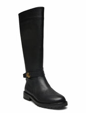 Hallee Tumbled Leather Tall Boot Korkeavartiset Saapikkaat Black Lauren Ralph Lauren