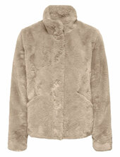 Onlnewvida Life Faux Fur Jacket Otw Cc Vuorillinen Takki Topattu Takki Beige Only