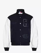 Leather Varsity Jacket Bombertakki Takki Black Tommy Hilfiger
