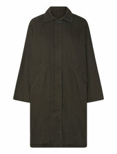 Loose Fit Canvas Car Coat Topattu Pitkä Takki Khaki Green Weekday