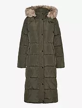 Faux-fur-trim Hooded Down Coat Topattu Pitkä Takki Green Lauren Ralph Lauren