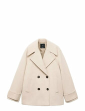 Double-breasted Wool-blend Coat Villakangastakki Pitkä Takki Cream Mango