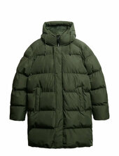 Hooded Sports Puffer Mid Jkt Villakangastakki Pitkä Takki Green Superdry