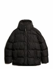 Hooded 5 Baffle Sports Puffer Villakangastakki Pitkä Takki Black Superdry
