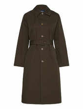 Water-resistant Twill Long Car Coat Ohut Pitkä Takki Brown Polo Ralph Lauren