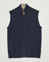 Morris Merino Zip Vest Navy