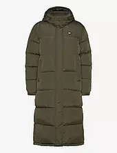 Tjw Alaska Long Puffer Ext Topattu Pitkä Takki Khaki Green Tommy Jeans