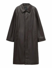 Long Leather-effect Trench Coat Trenssi Takki Brown Mango